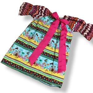 Too Cute Handmade Girls Dress Size 2T Underwater Dog Castle Fish Treasure Chest